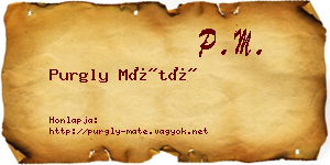 Purgly Máté névjegykártya